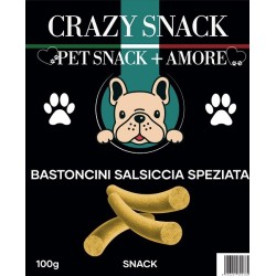 Crazy Snack Dog Bastoncini Salsiccia Speziata 100 Gr. (Pet Snack + Amore)