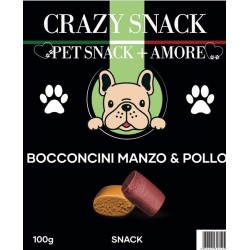 Crazy Snack Dog Bocconcini Manzo & Pollo 100 Gr. (Pet Snack + Amore)