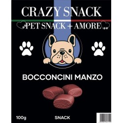 Crazy Snack Dog Bocconcini Manzo 100 Gr. (Pet Snack + Amore)