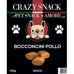 Crazy Snack Dog Bocconcini Pollo 100 Gr. (Pet Snack + Amore)