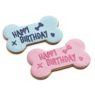 Biscotto Grande A Forma Di Osso "Happy Birthday"