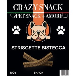 Crazy Snack Dog Striscette Bistecca Alla Griglia 100 Gr. (Pet Snack + Amore)