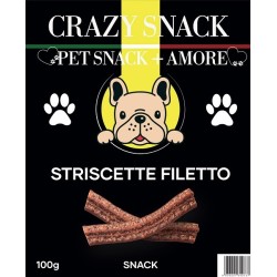 Crazy Snack Dog Striscette Filetto 100 Gr. (Pet Snack + Amore)
