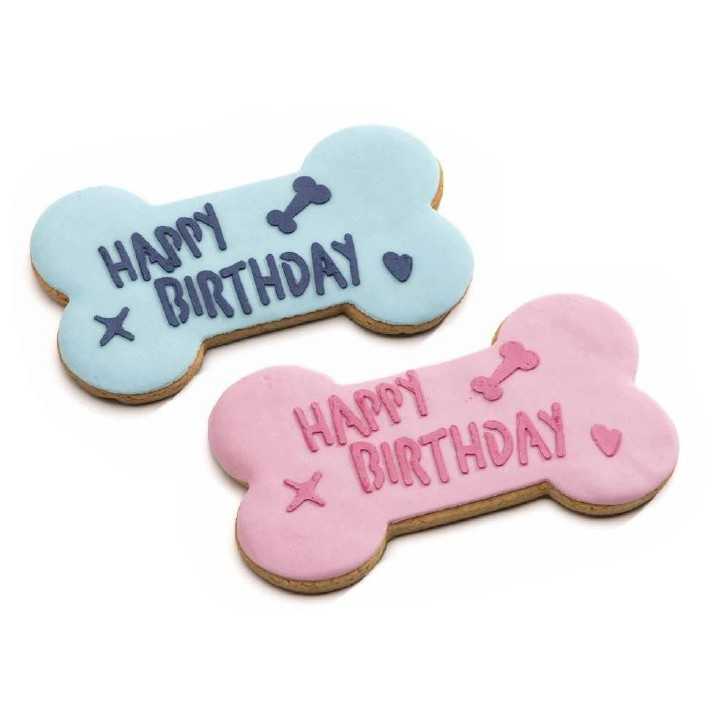Biscotto Piccolo A Forma Di Osso "Happy Birthday"