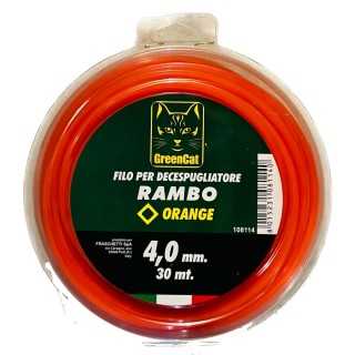 Filo Nylon per Decespugliatore (Sezione Quadro 4 mm Rotolo da 30 Mt) Rambo - Green Cat