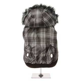 Urban Pup Parka A Quadri Con Cappuccio Removibile Tg. M (25-30 Cm.) Marrone