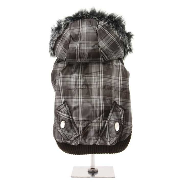Urban Pup Parka A Quadri Con Cappuccio Removibile Tg. M (25-30 Cm.) Marrone