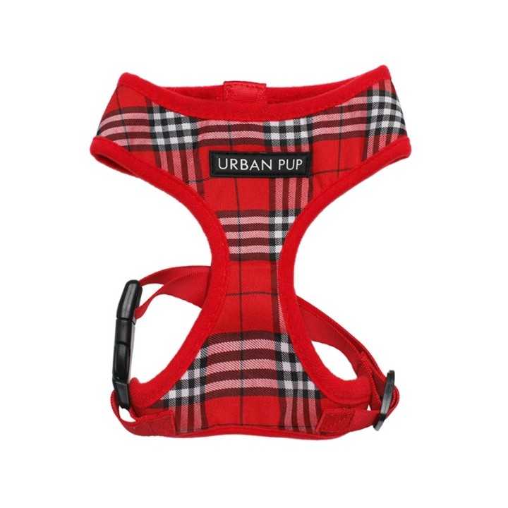 Urban Pup Pettorina In Tessuto Scozzese Tartan Rosso Tg. Xl (53-60 Cm.)