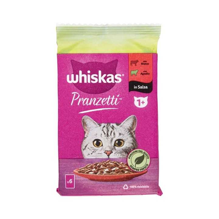 Whiskas Pranzetti In Salsa 1+ Manzo & Agnello (6 X 50 Gr.)
