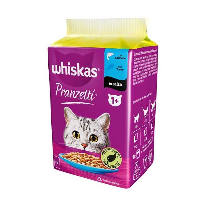 Whiskas Pranzetti In Salsa 1+ Salmone & Tonno (6 X 50 Gr.)