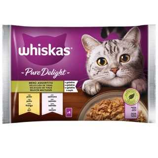 Whiskas Pure Delight Menu' Assortito Pollo & Salmone In Gelatina 4 X 85 Gr.