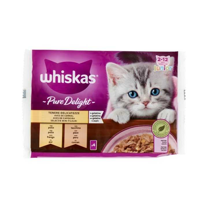 Whiskas Pure Delight Tenere Delicatezze Junior Pollo & Tacchino 4 X 85 Gr.