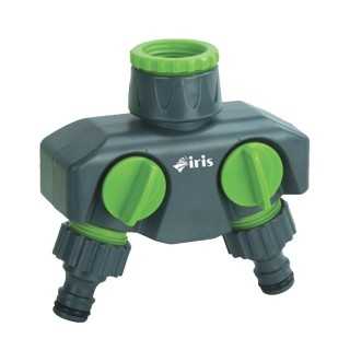 Presa a Due Vie Regolabile (Adattatore Doppia Uscita da 1") Rubinetto 3/4" (Maschio) - Iris
