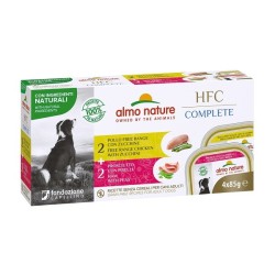 Almo Nature Dog Hfc Complete Multipack (Pollo Con Zucchine / Prosciutto & Piselli) 4 X 85 Gr.
