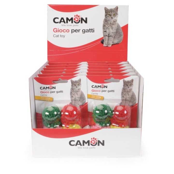 Camon Gioco Gatto Pallina Pon Pon Colorata 4 Pz.