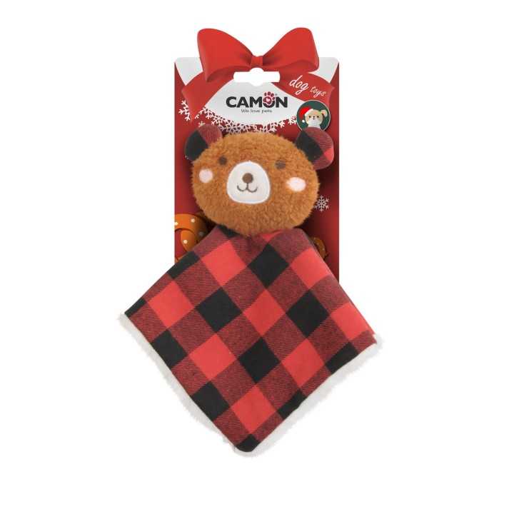 Camon Orsetto/Renna Con Coperta Natalizia 25 X 25 Cm.