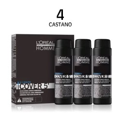 Cover 5' Colore senza ammoniaca 4 castano 3x50ml - L'Oréal Professionnel Homme
