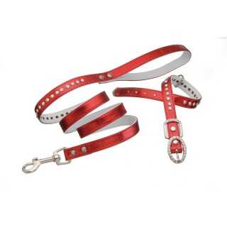 Camon Parure Collare + Guinzaglio Con Strass (38 X 1,5 Cm. / 110 X 1,5 Cm.) Azzurro