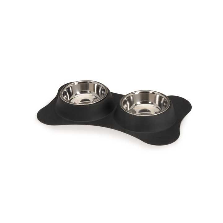 Camon Set Tappetino Osso Con Ciotole In Acciaio 2 X 220 Ml.