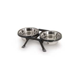 Camon Stand In Abs Antiscivolo Con Ciotole Acciaio (10 Cm. / 2 X 240 Ml.)