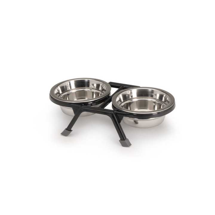 Camon Stand In Abs Antiscivolo Con Ciotole Acciaio (10 Cm. / 2 X 240 Ml.)
