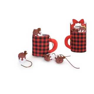 Camon Tazza Natalizia In Peluche Con Topini 13,5 Cm.