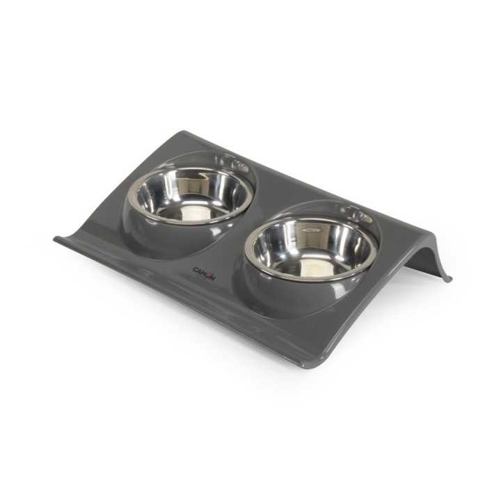 Camon Vassoio Plastica Con Doppia Ciotola In Acciaio 300 Ml.