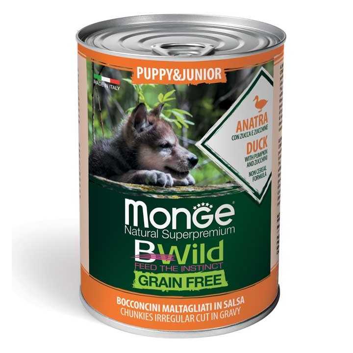 Monge Bwild Dog Puppy & Junior Anatra, Zucca, Zucchine 400 Gr.