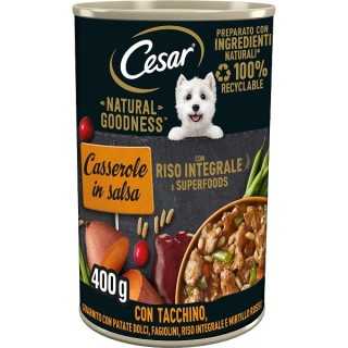 Cesar Natural Goodness Tacchino, Patate, Fagiolini, Riso & Mirtilli 400 Gr.