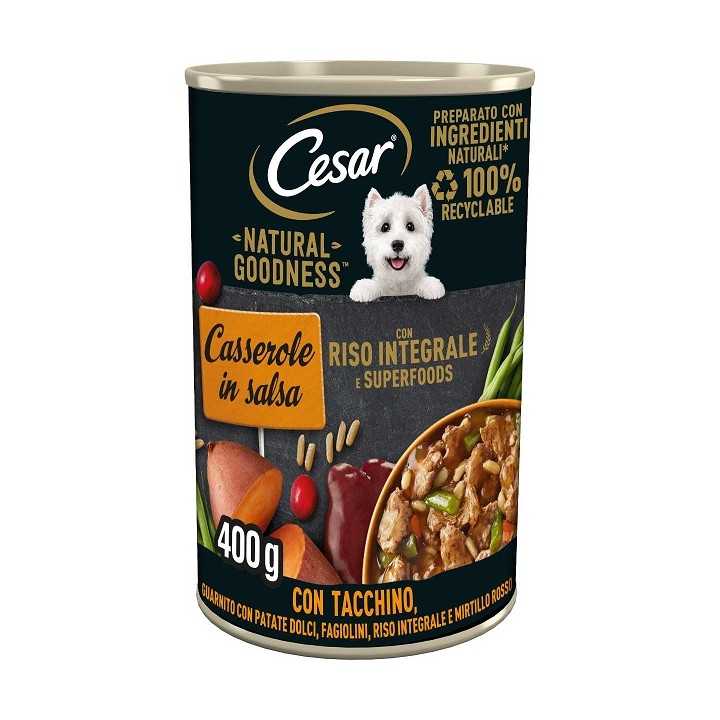 Cesar Natural Goodness Tacchino, Patate, Fagiolini, Riso & Mirtilli 400 Gr.