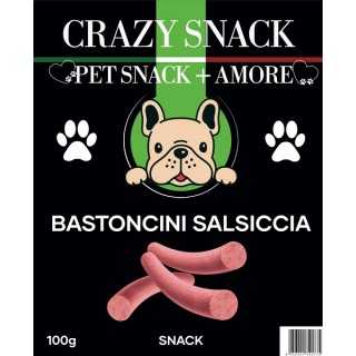 Crazy Snack Dog Bastoncini Salsiccia 100 Gr. (Pet Snack + Amore)