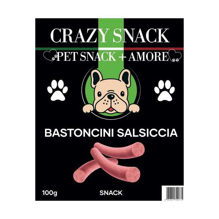 Crazy Snack Dog Bastoncini Salsiccia 100 Gr. (Pet Snack + Amore)