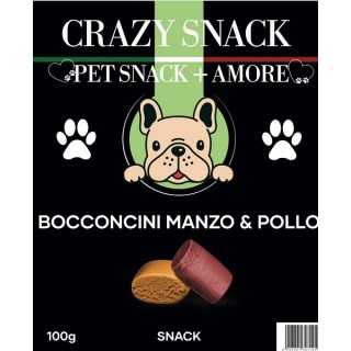 Crazy Snack Dog Bocconcini Manzo & Pollo 100 Gr. (Pet Snack + Amore)