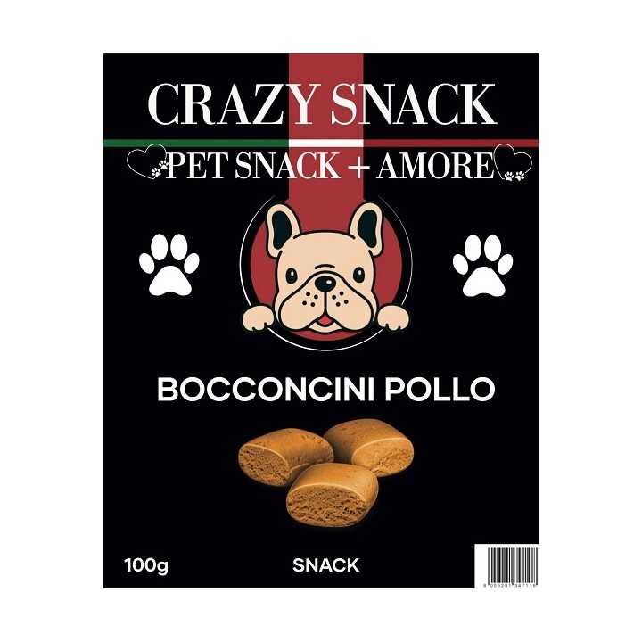 Crazy Snack Dog Bocconcini Pollo 100 Gr. (Pet Snack + Amore)
