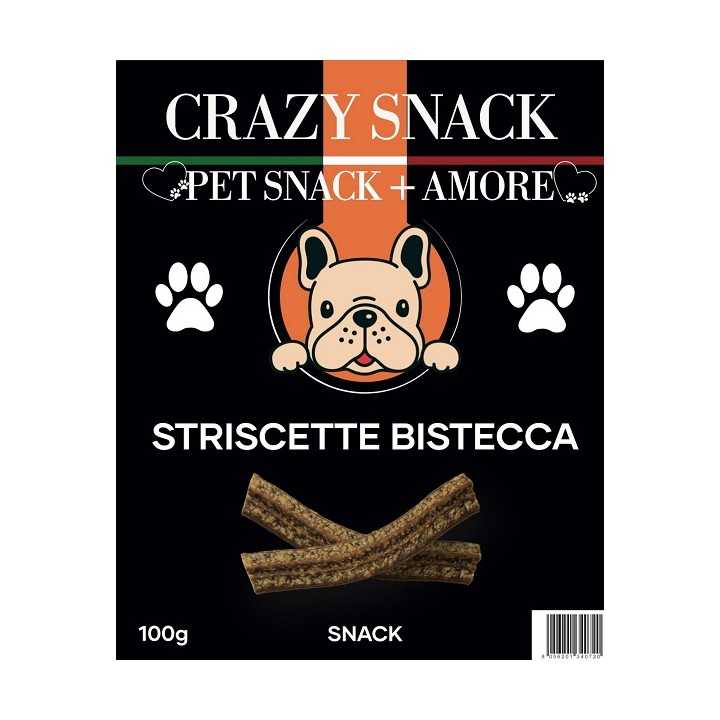 Crazy Snack Dog Striscette Bistecca Alla Griglia 100 Gr. (Pet Snack + Amore)