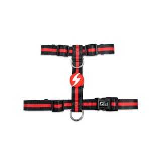 Dashi Pettorina Stripes3 Red & Black Back Harness Tg. Large