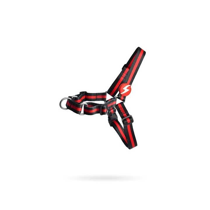 Dashi Pettorina Stripes3 Red & Black Front Harness Tg. Large