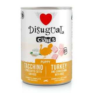Disugual Dog Cubes Puppy Tacchino, Prosciutto Cotto & Riso 400 Gr.