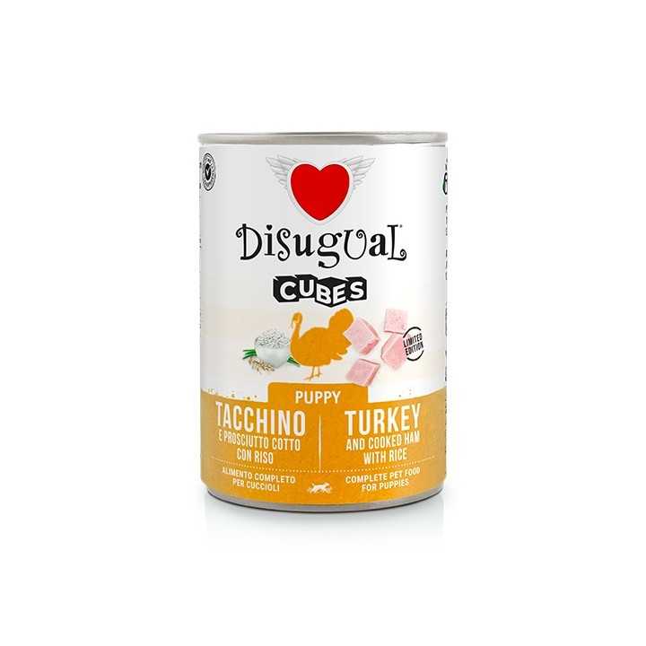 Disugual Dog Cubes Puppy Tacchino, Prosciutto Cotto & Riso 400 Gr.