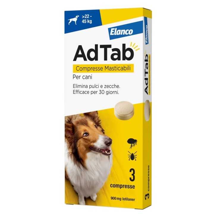Elanco Adtab Cane (900 Mg. / 22 - 45 Kg.) 3 Cpr.