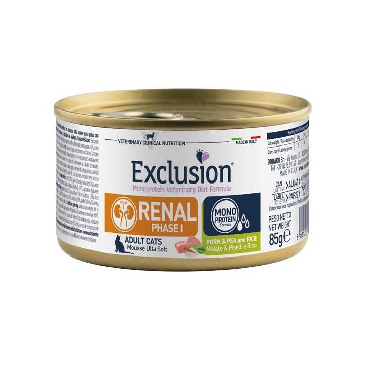 Exclusion Cat Diet Renal Phase I Maiale, Piselli & Riso 85 Gr.