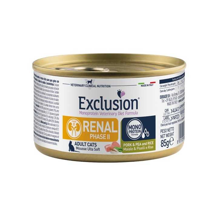 Exclusion Cat Diet Renal Phase Ii Maiale, Piselli & Riso 85 Gr.