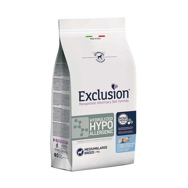 Exclusion Diet Medium/Maxi Hypoallergenic Hydrolyzed Idrolizzato Di Pesce & Amido Di Mais 12 Kg.