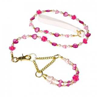 Ferplast Parure Quartz Collare + Guinzaglio Per Cani In Perle Di Quarzo (20÷26 Cm. / 104 Cm.)