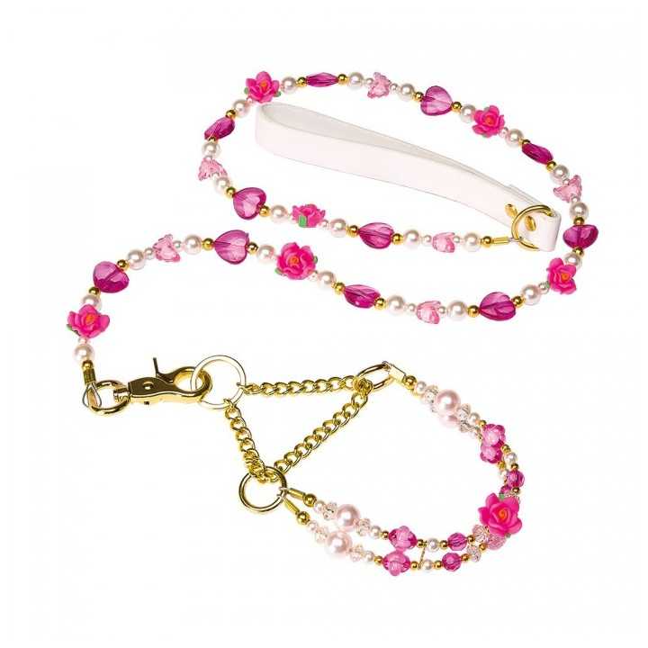 Ferplast Parure Quartz Collare + Guinzaglio Per Cani In Perle Di Quarzo (20÷26 Cm. / 104 Cm.)