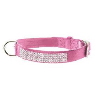 Ferribiella Collare In Nylon Con Strass (10 Mm. X 30 Cm.) Rosa