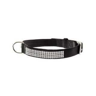Ferribiella Collare In Nylon Con Strass (15 Mm. X 35 Cm.) Nero