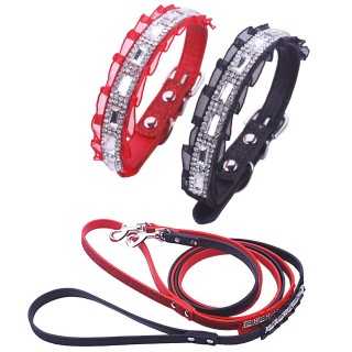 Ferribiella Parure Lilly Collare Con Guinzaglio In Nylon 1,5 X 42 Cm. Rossa