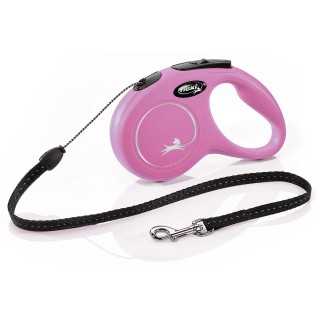 Flexi New Classic Compact Guinzaglio Estensibile Corda 5M. Tg. S Rosa