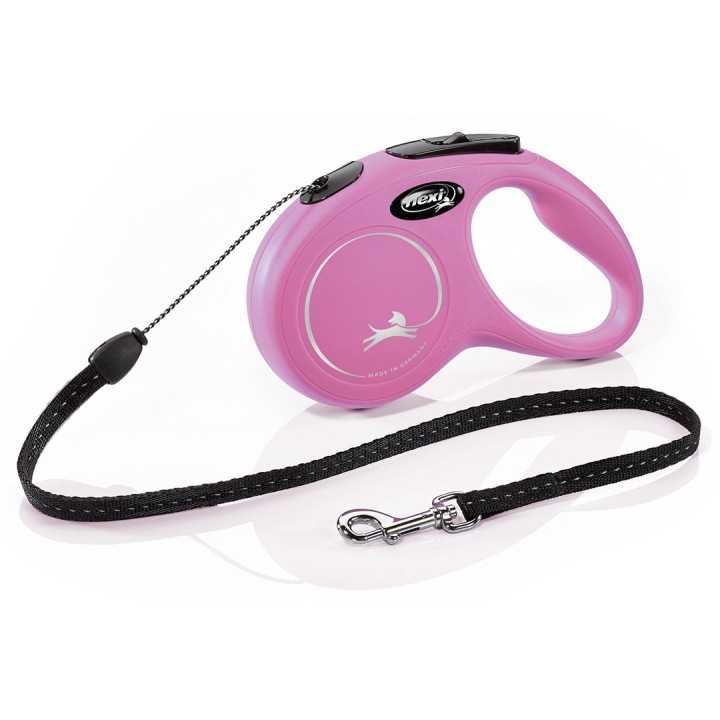Flexi New Classic Compact Guinzaglio Estensibile Corda 5M. Tg. S Rosa